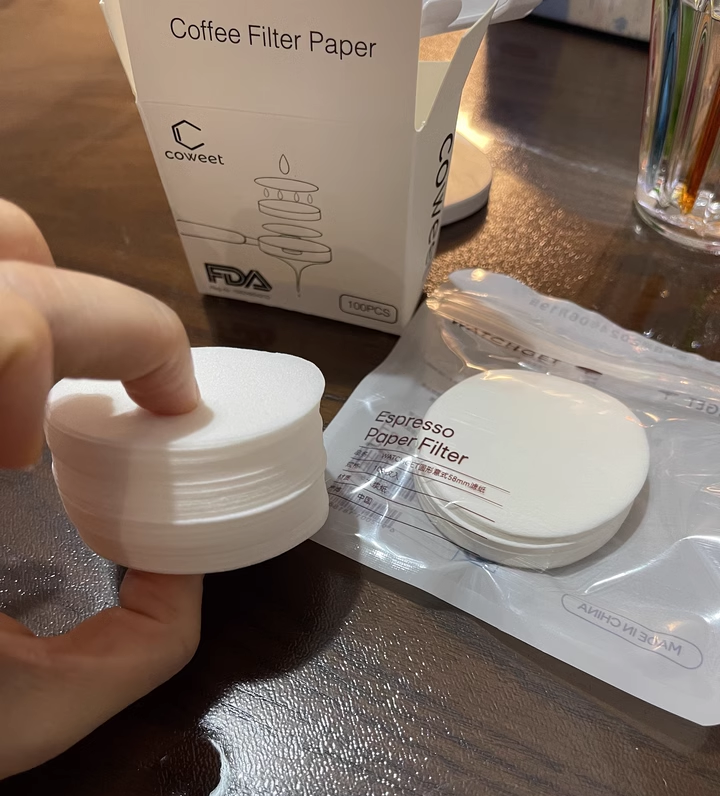 Cotton Paper Filters for Espresso / Round Paper / 51mm/58mm / 100Pieces Per Pack
