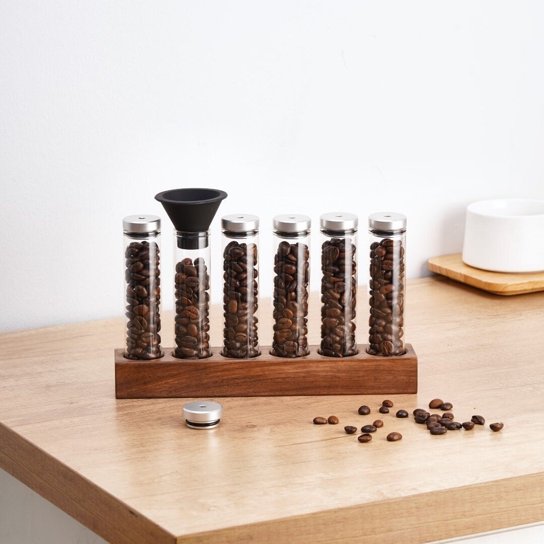 Walnut Single Dose Coffee Beans Storage Tube Cellar Vial Aluminum