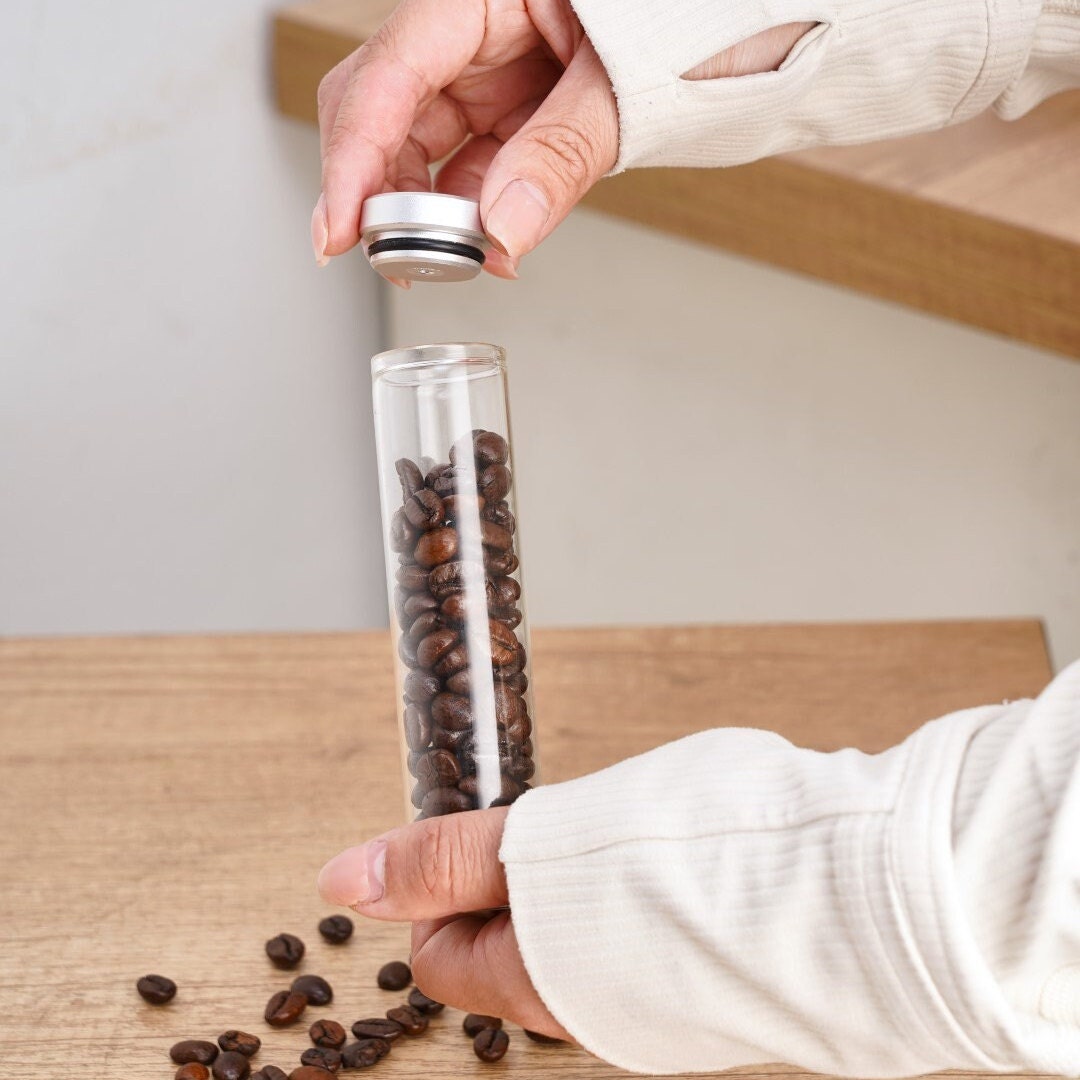 Walnut Single Dose Coffee Beans Storage Tube Cellar Vial Aluminum