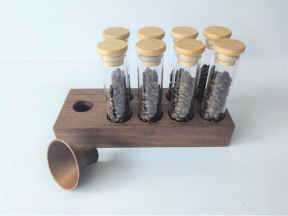 Walnut Caddy 20g Coffee Beans Storage / Tube/ Cellar / Vial / Vault Single Dosing Funnel