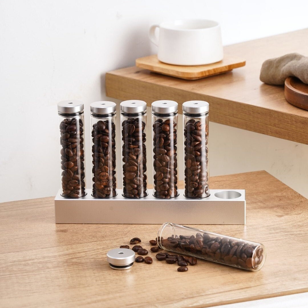 Walnut Single Dose Coffee Beans Storage Tube Cellar Vial Aluminum