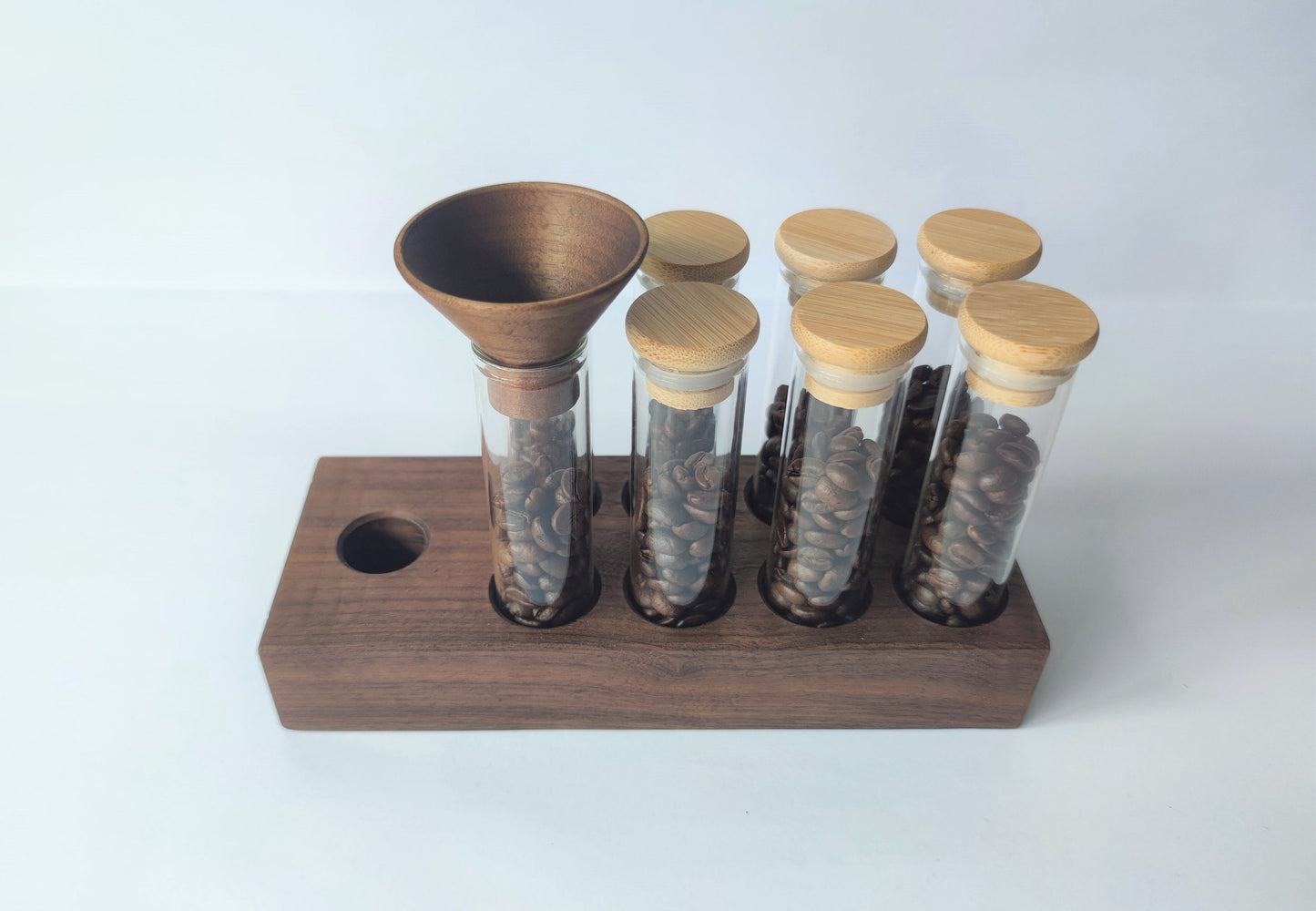 Walnut Caddy 20g Coffee Beans Storage / Tube/ Cellar / Vial / Vault Single Dosing Funnel