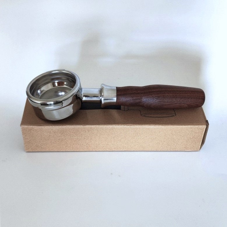 Bottomless Portafilter Walnut Handle Metal Ring for La Marzocco Mini Linea Lelit E61 Rocket