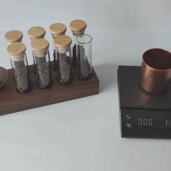 Walnut Caddy 20g Coffee Beans Storage / Tube/ Cellar / Vial / Vault Single Dosing Funnel