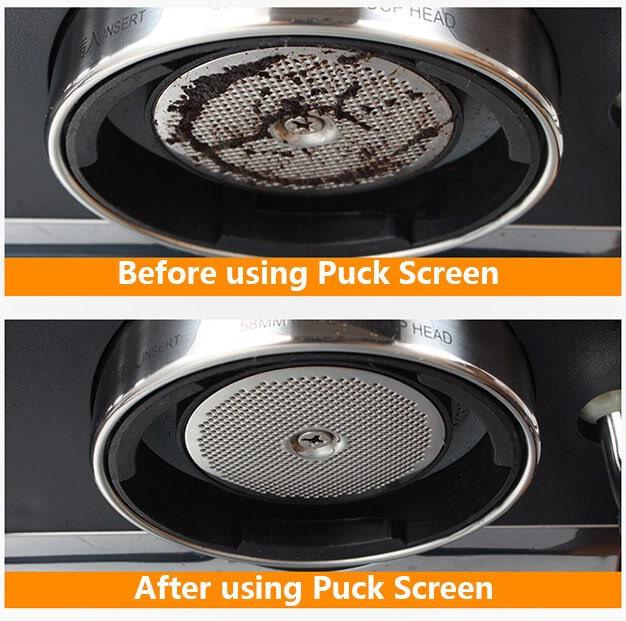 Group head before and after puck screen