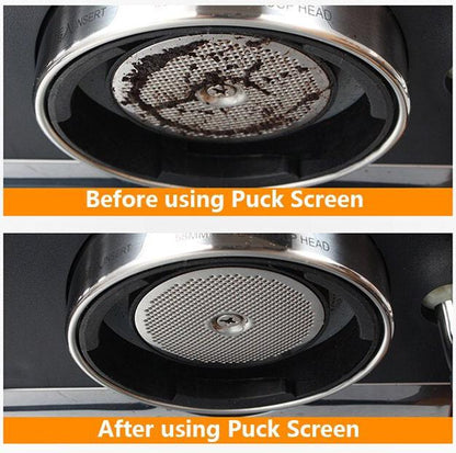 Group head before and after puck screen