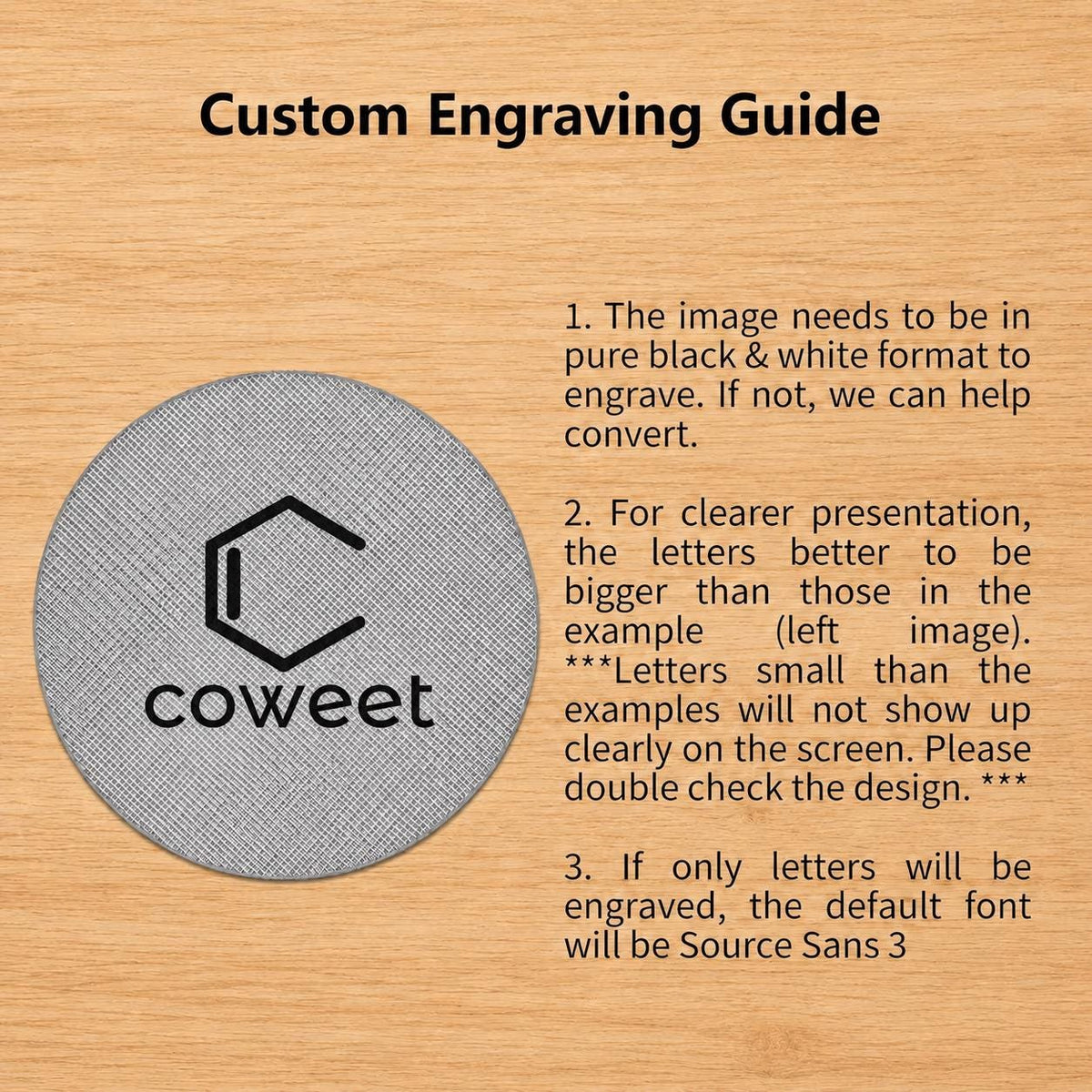 Custom engraving guide for puck screen